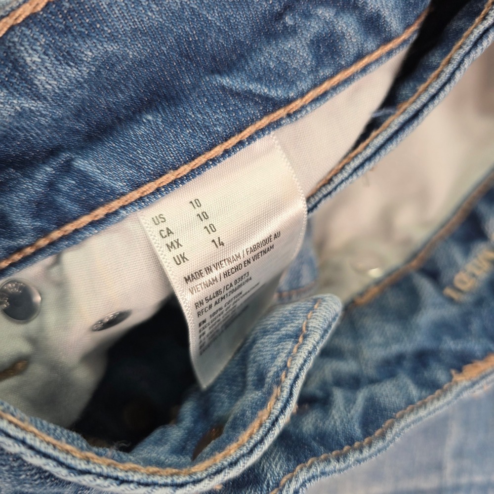 American Eagle Tom Girl Midi Distressed Jean Shorts - Picture 2 of 7